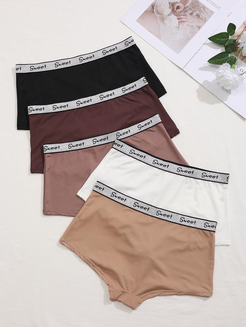 Women's Letter Tape Boxer Brief, Soft Comfy Breathable Panty for Daily Wear, Underwear for All Seasons