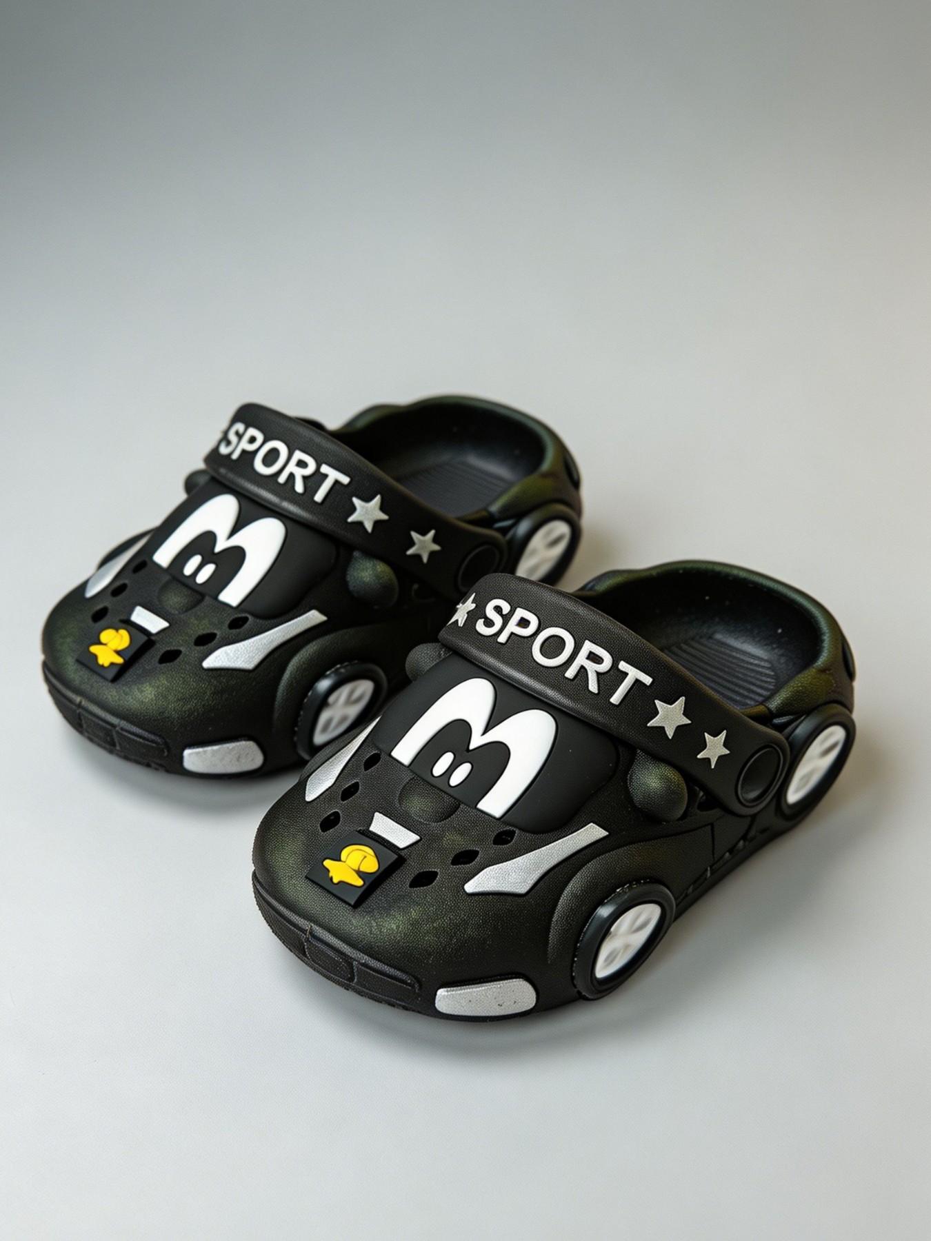 Car-Shaped Sandals, Soft Sole Anti-Slip, Breathable Summer Slippers, Casual Boys' Shoes, PVC Material, Less Than Ankle Height