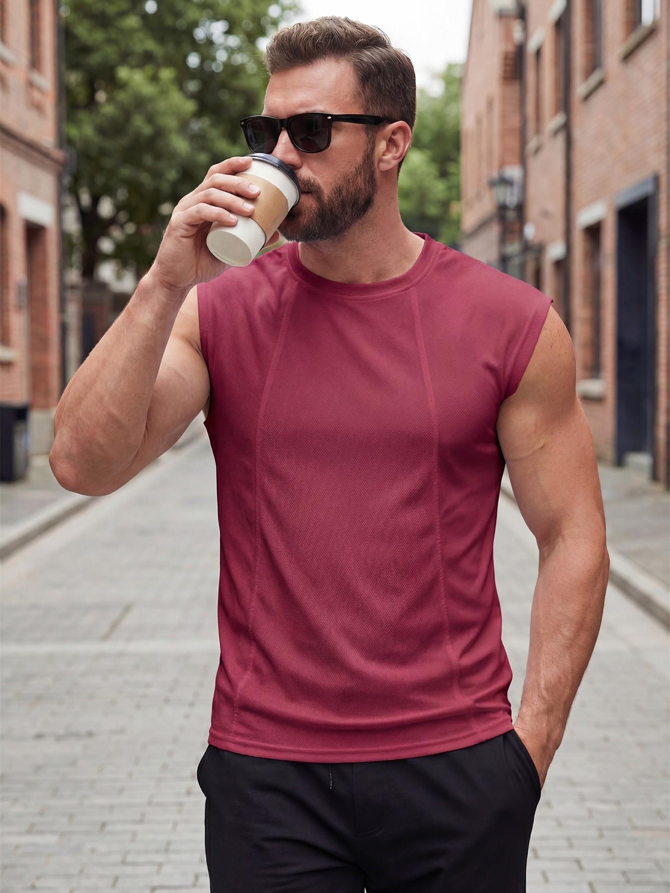 Men's Sleeveless Fitness Tank Top, Quick-Dry Mesh Breathable Sports Shirt, Ideal for Workouts, Comfortable and Lightweight Design