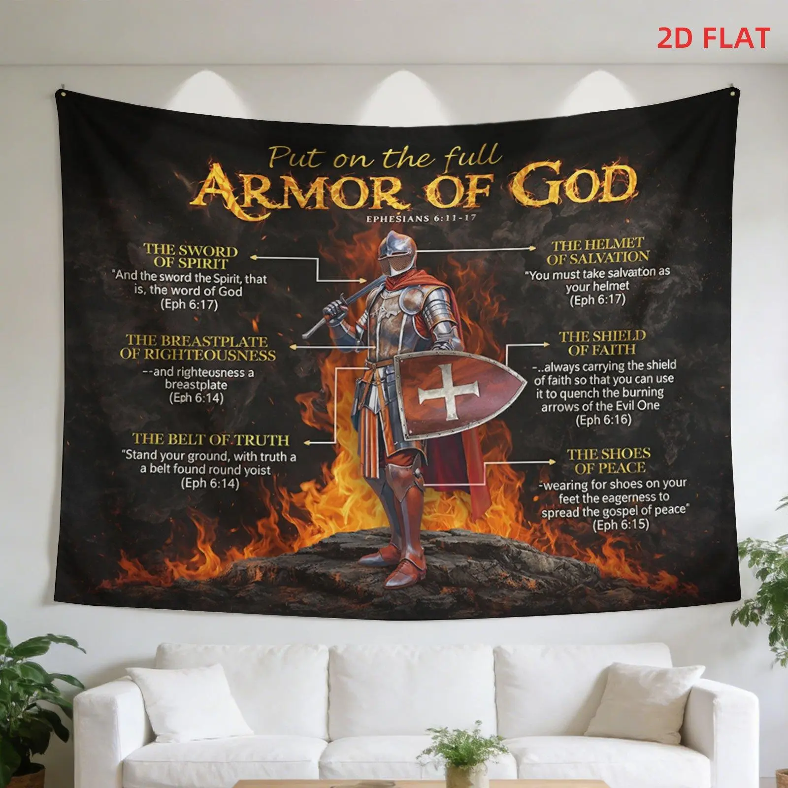 Funny Tapestry Knight And The Armor of God, Perfect for Decorating Your Bedroom, Living Room, Meditation Space, Office, Or for Parties.