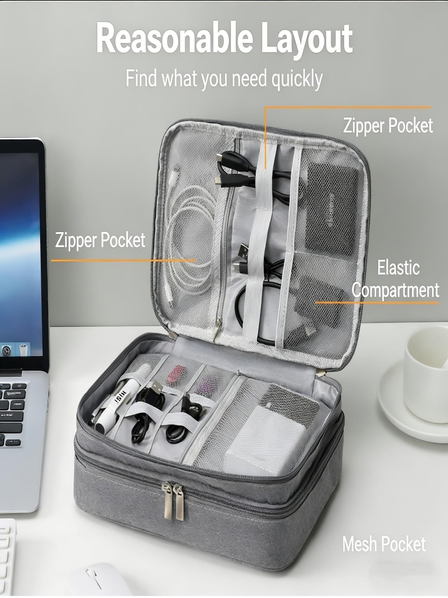 Three-Layer Data Bag, Cosmetic Storage Bag, Multifunctional Digital Organizer, Large Capacity, Multi-Compartment, Perfect Gift for Home Use