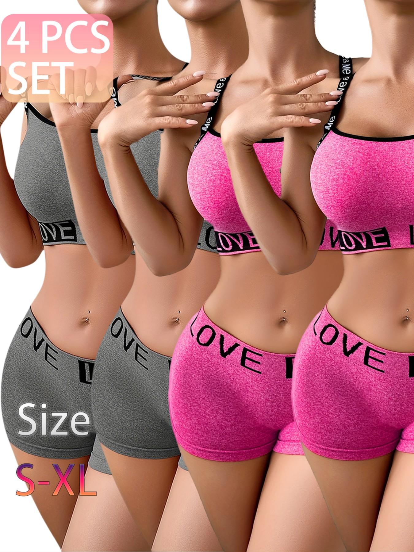 Women's 3/4/5 Piece Lingerie Set, Top and Bottoms, Seamless Comfort, Daily Wear, Casual Style, Fitted, Medium Support, All Seasons