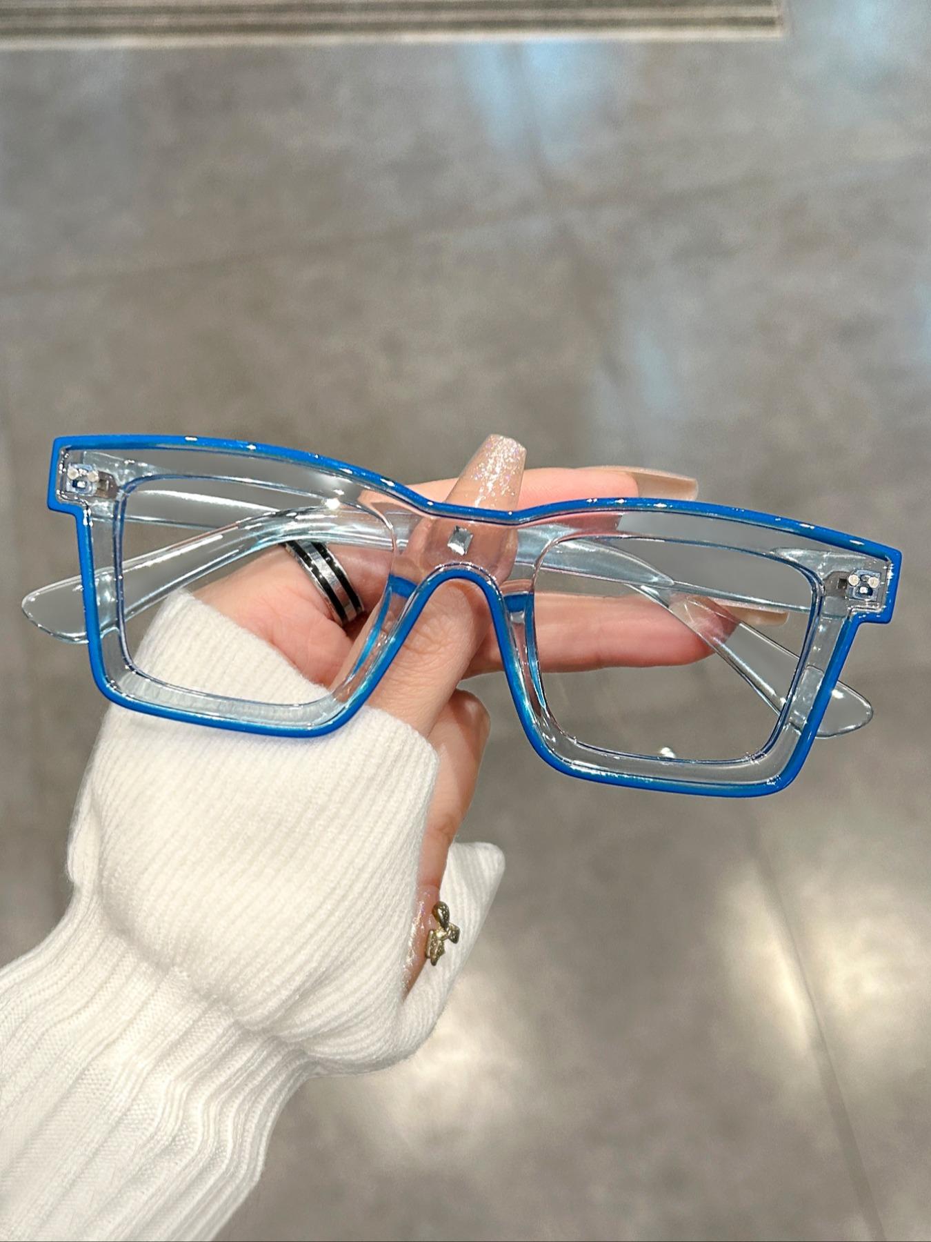 Blue Light Glasses for Men/Women, Square Frame Blue Light Eyeglasses, Summer Travel Essentials, Fashion Eyeglasses for Work, Daily, Perfect for Student, Stylish Square Frames