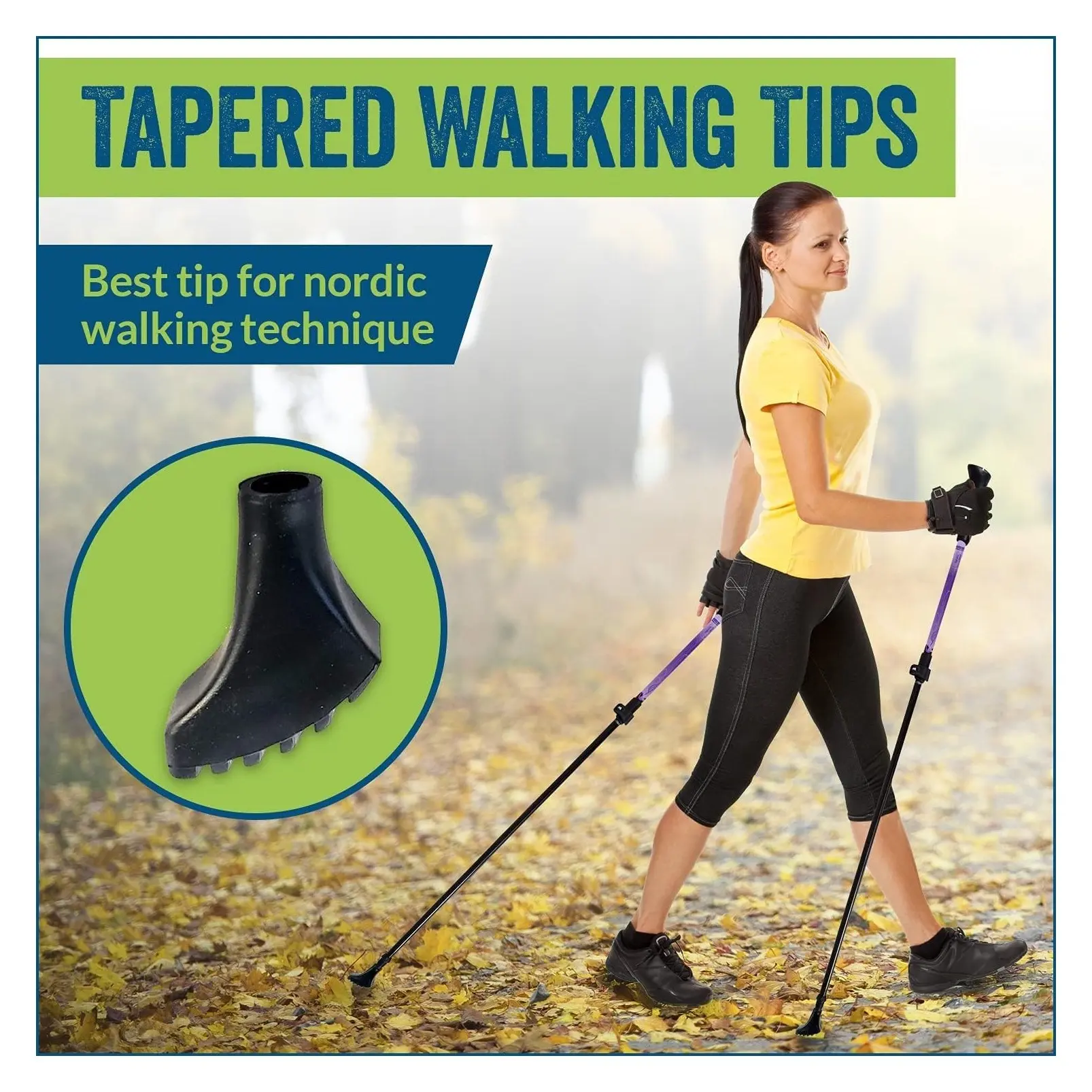 4 Pack Extra Durable Rubber Replacement Tips (Feet/Paws/Ferrules/Caps) for Trekking Poles - Universal Fit for Hiking and Nordic Walking PolesGift