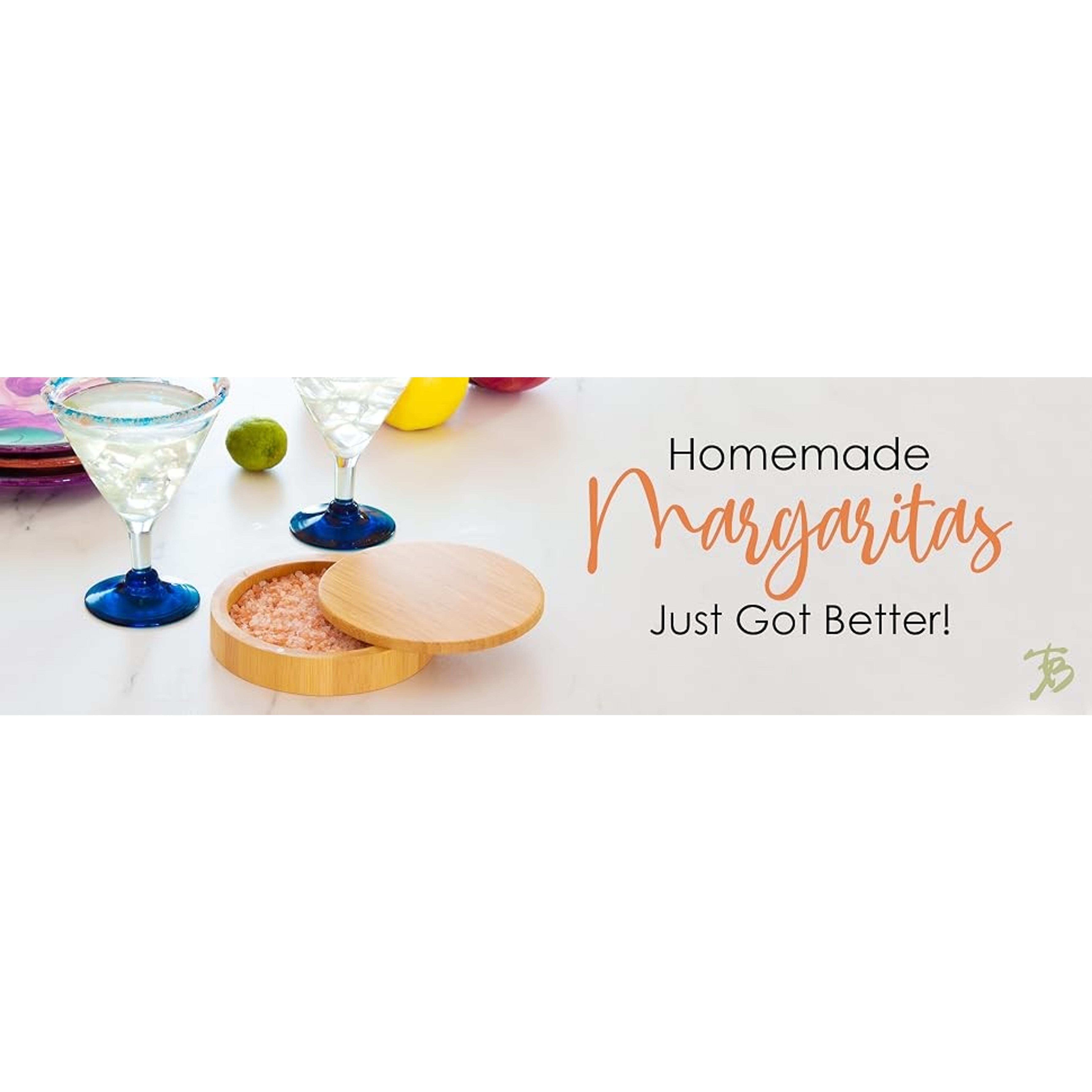 Margarita Salt Rimmer - Eco Bamboo Cocktail Bar Tool with Swivel Lid, Magnetic Closure, Salt Storage for Margaritas, Round Shape Margarita Salt Rimmer - Eco Bamboo Cocktail Bar Tool with Swivel Lid, Magnetic Closure, Salt Storage for Margaritas, Round Shape
