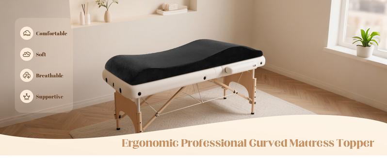 Lash Bed Topper, Ergonomic Lash Bed Foam Topper, High Density Foam Massage Table Pad, Curvy Esthetician Mattress, Washable Massage Table Padding Cushion for Beauty Salon, Grey