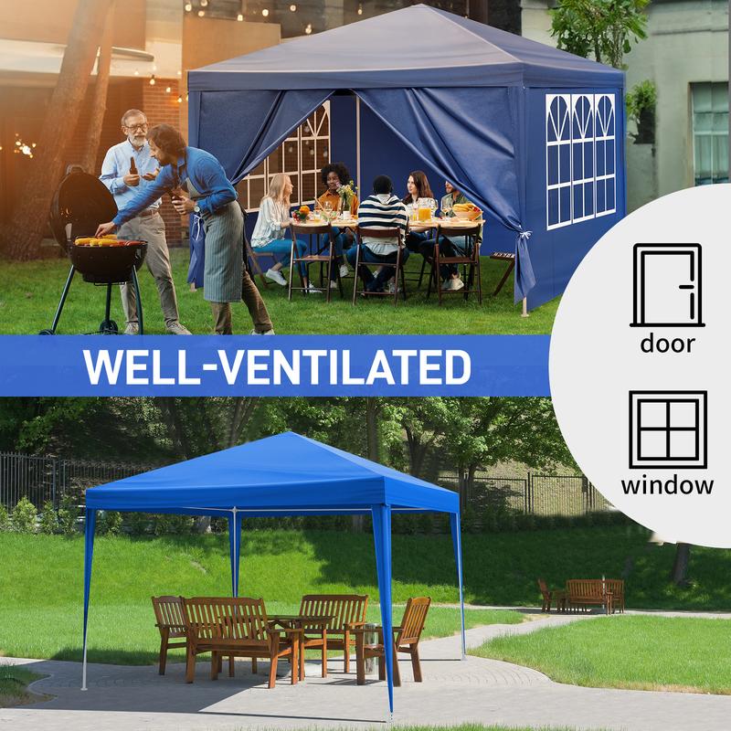 10'x10' Gazebo Waterproof Outdoor Canopy Patio Tent Party Tent for Wedding BBQ Cater, Blue 10'x10' Gazebo Waterproof Outdoor Canopy Patio Tent Party Tent for Wedding BBQ Cater, Blue