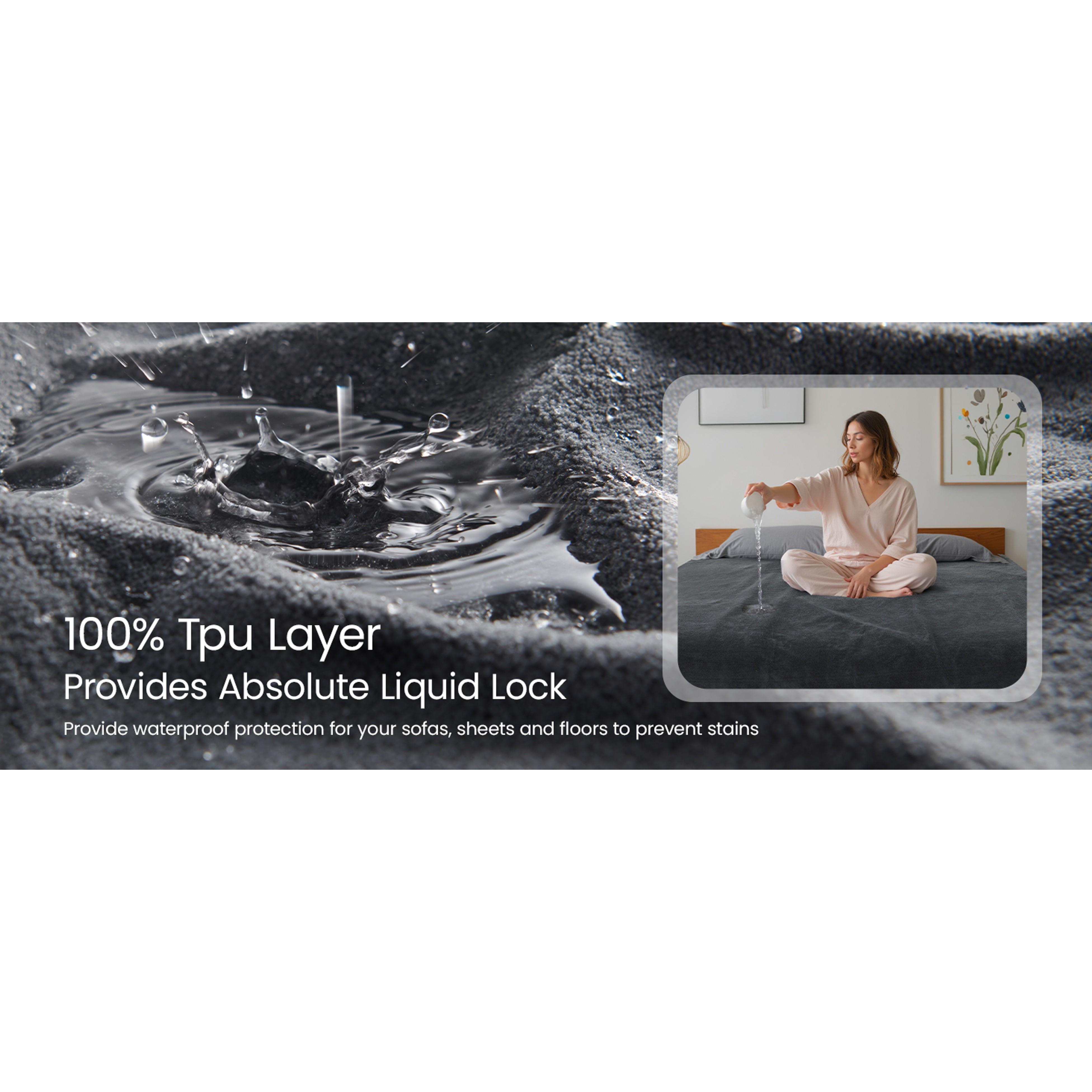 Waterproof Throw Blanket for Couch: Reversible Leakproof Couch Blanket 40" x 60", Soft Flannel & Coral Fleece Bed Blanket Stain-Proof for Sofa Cover, Pet Accidents, Travel, Grey Waterproof Throw Blanket for Couch: Reversible Leakproof Couch Blanket 40" x 60", Soft Flannel & Coral Fleece Bed Blanket Stain-Proof for Sofa Cover, Pet Accidents, Travel, Grey