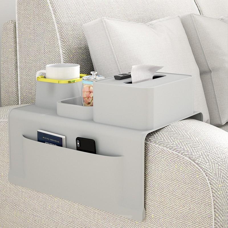 Universal Multifunctional Sofa Armrest Organizer, Silicone Side Pockets & Tray, Remote Control, Phone Storage, Suitable for Living Room and Bedroom
