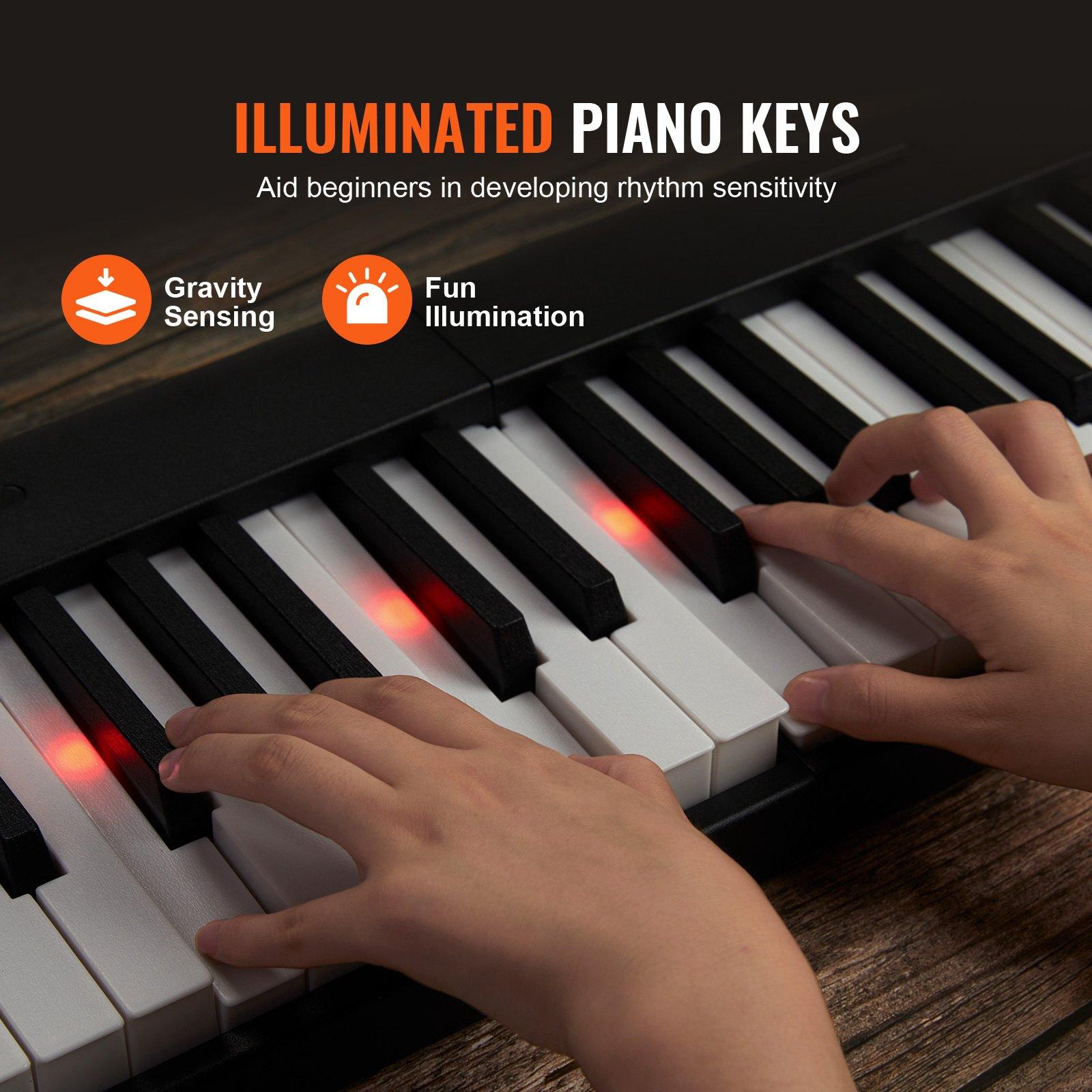 VEVOR 88 Key Folding Keyboard Piano, Bluetooth MIDI, Portable Electronic Digital Foldable Piano with Sustain Pedal Bag Touch Sensitive Keys Headphones, Rechargeable for Beginners Teens Adults, Black