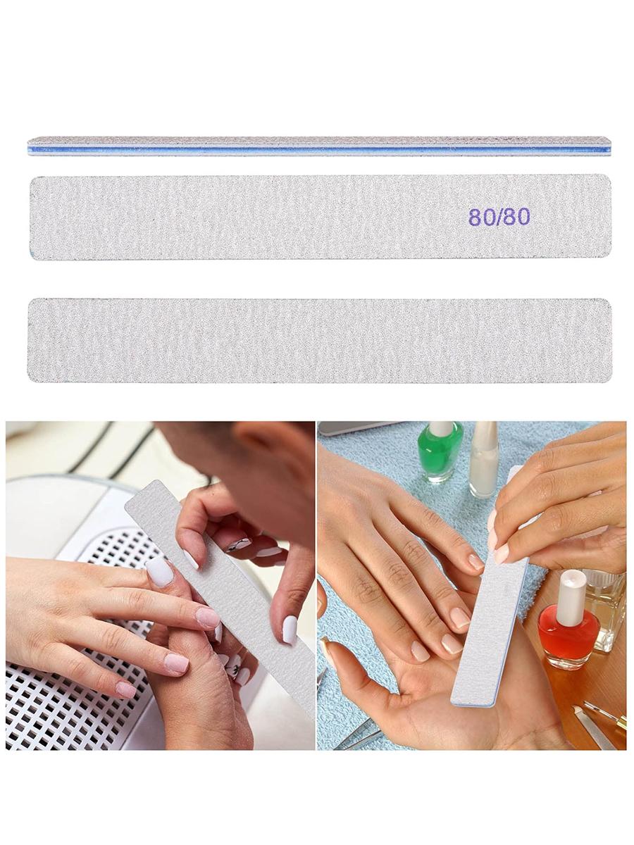 50pcs 80/80,100/100,100/180 Grit Nail Files Acrylic Nails Emery Boards File Professional Nail Art Tools for Home,Salon,Strong,Double Sided