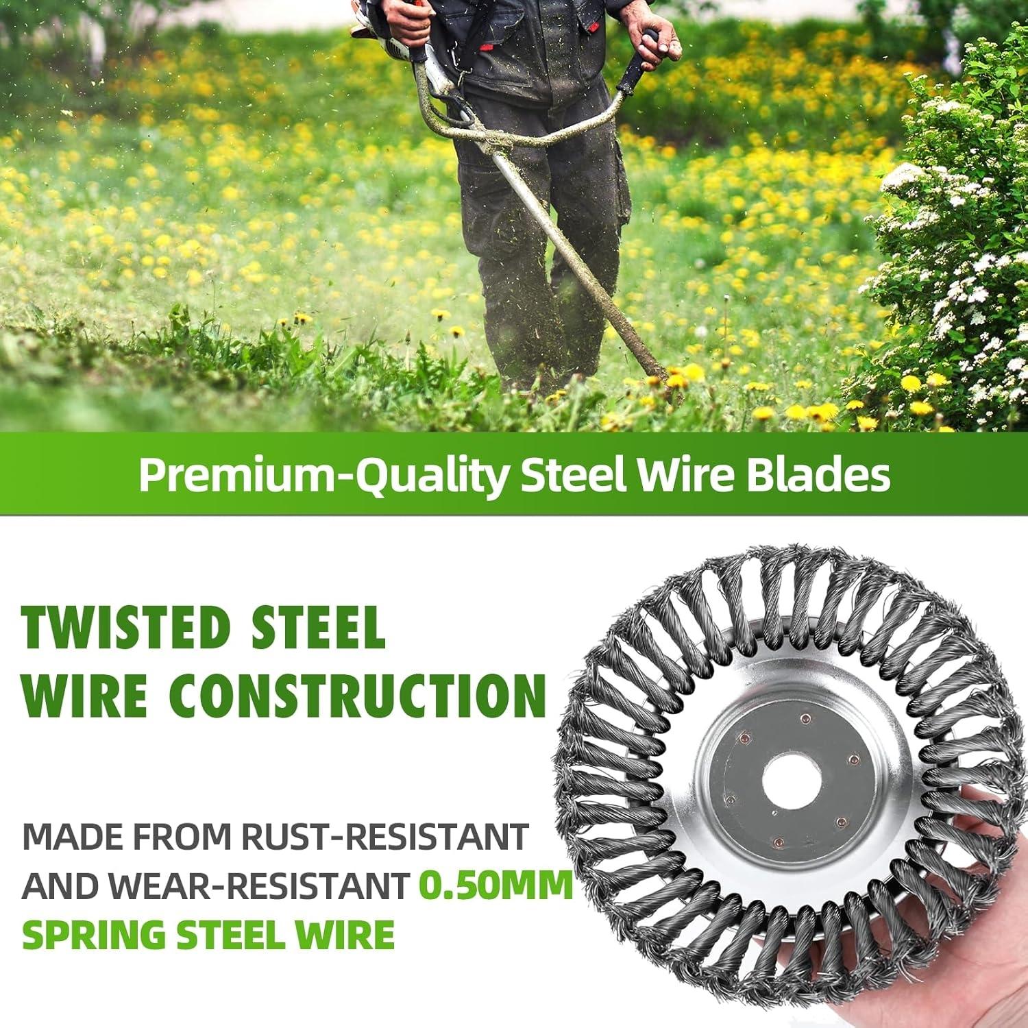 Small Lithium Battery Weed Wiper Brush, Universal Garden Grass Cutter, Fits 6-10 Inch Trimmer Blades, Rotating Steel Wire Weed Whacker Head