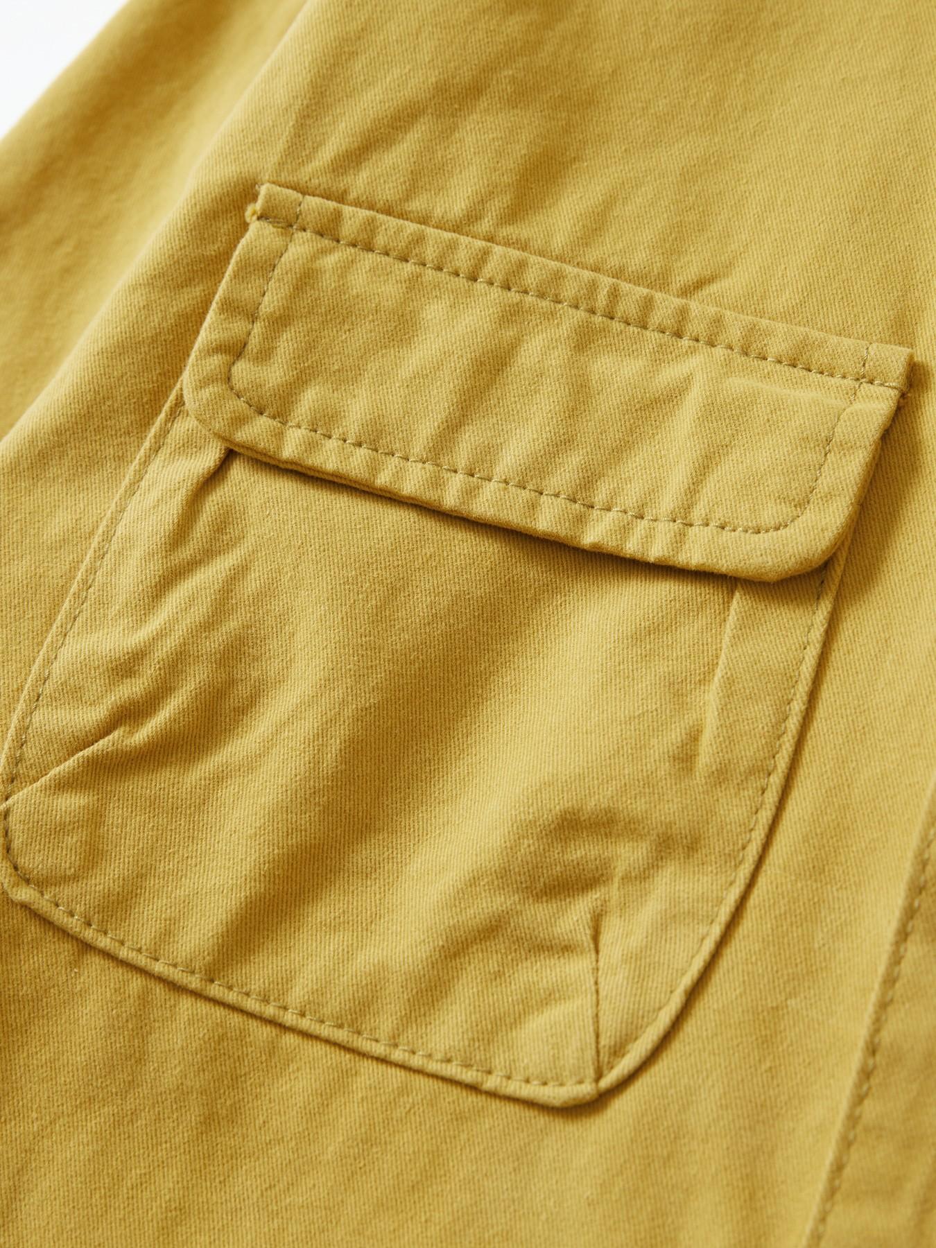 Vintage Mustard Men's Workwear Shirt Jacket, 4 Pockets Metal Button Design, Heavyweight Twill Cotton, Multi-Season City Boy Style