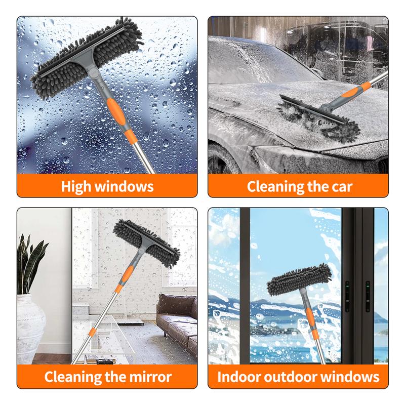 FECOOR Professional Window Squeegee Cleaner, 2 in 1 Shower Squeegee with Extension Pole, 71in Telescopic Window Washing Equipment with Rotation Head, Glass Cleaning Tools for Indoor/Outdoor High Window