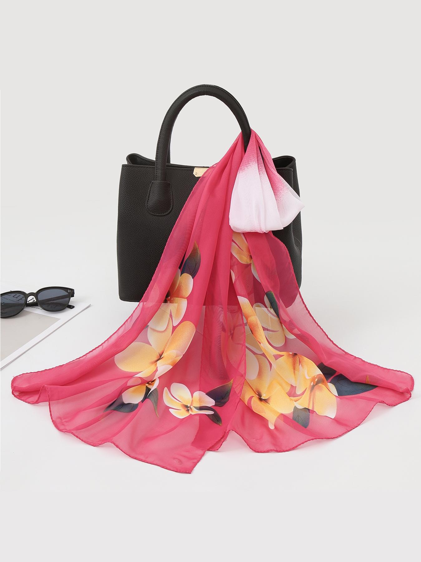 Elegant Floral Long Scarf for Women, Loose-Fit Summer Shawl, Warm Neck Protector, Spring & Fall Accessory, Gift Idea, Square Dance Wrap