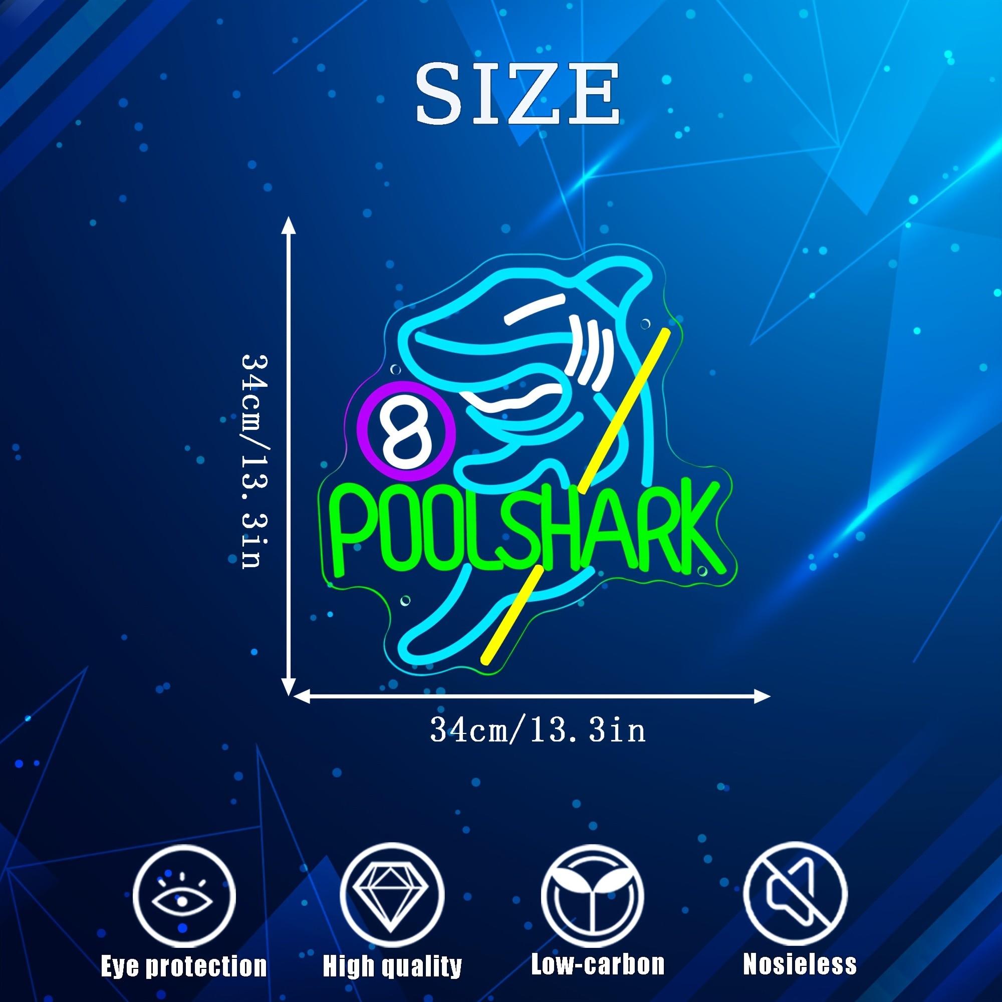 Creative "Billiard Shark" Neon Sign — USB-Powered, Wall-Mountable — Ideal for Billiard Clubs, Bars, and Party Decor