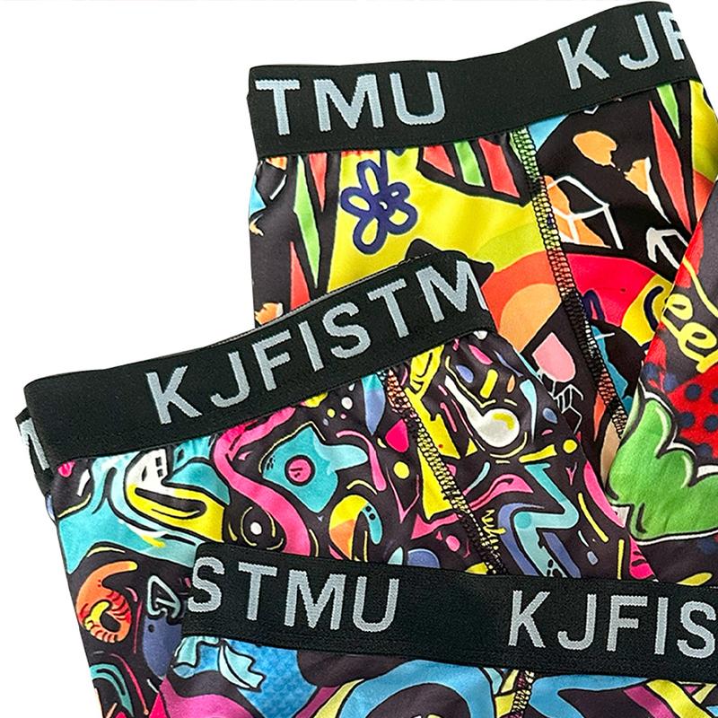 4 Pack Men's Underwear Print Holiday Cartoon Print Knitted Soft High Quality Stretchy Fashion Underwear Comfortable Breathable Unique Gift Idea - KJFISTMU Menswear Boxer Shorts Big Brief