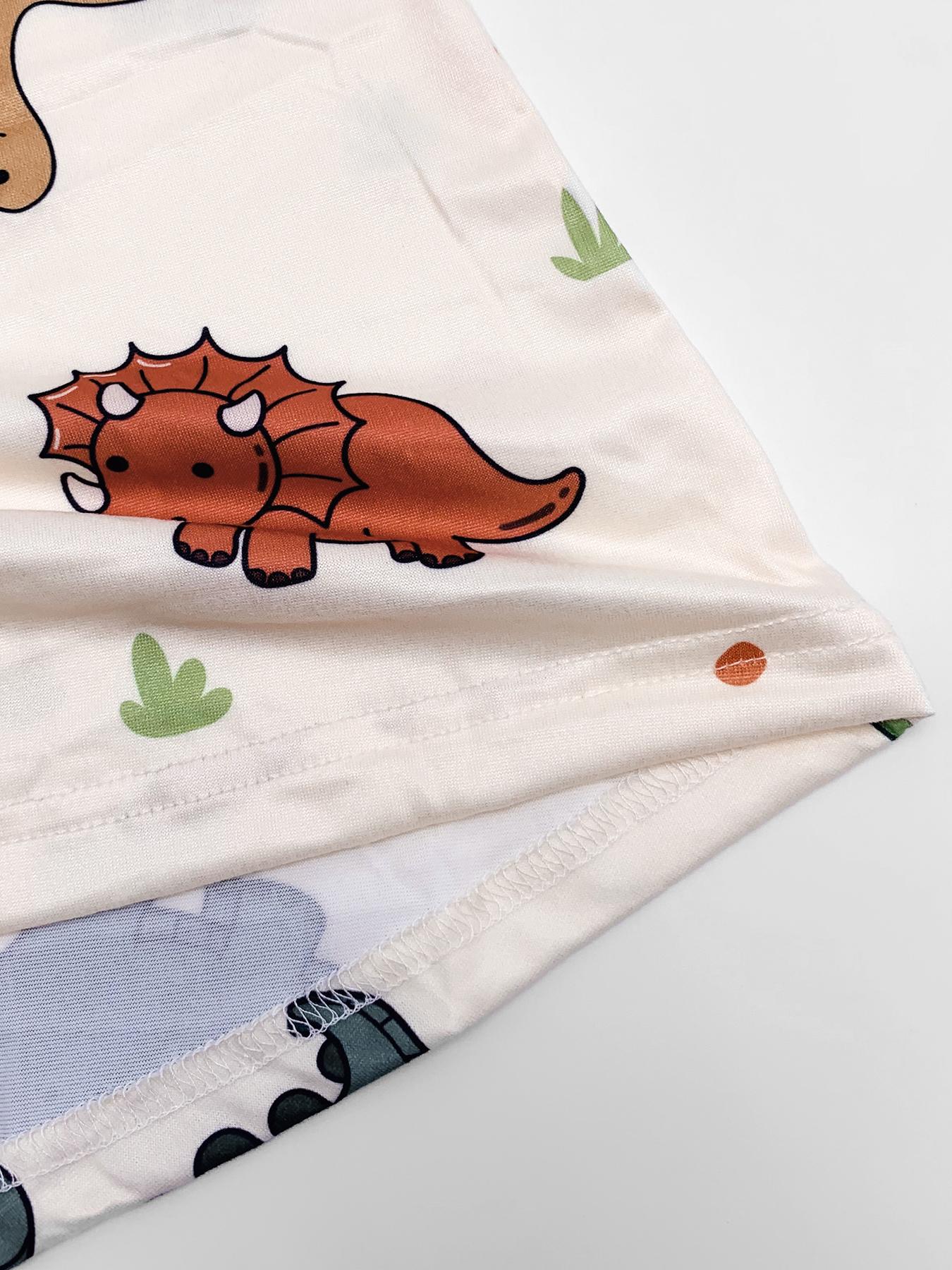 Plus Size Dinosaur Print Elastic Waist Pyjama Set, Casual Cami Top & Ruffle Hem Shorts Set, Summer Outfits 2024, Summer Clothes, Women's Summer Sleepwear