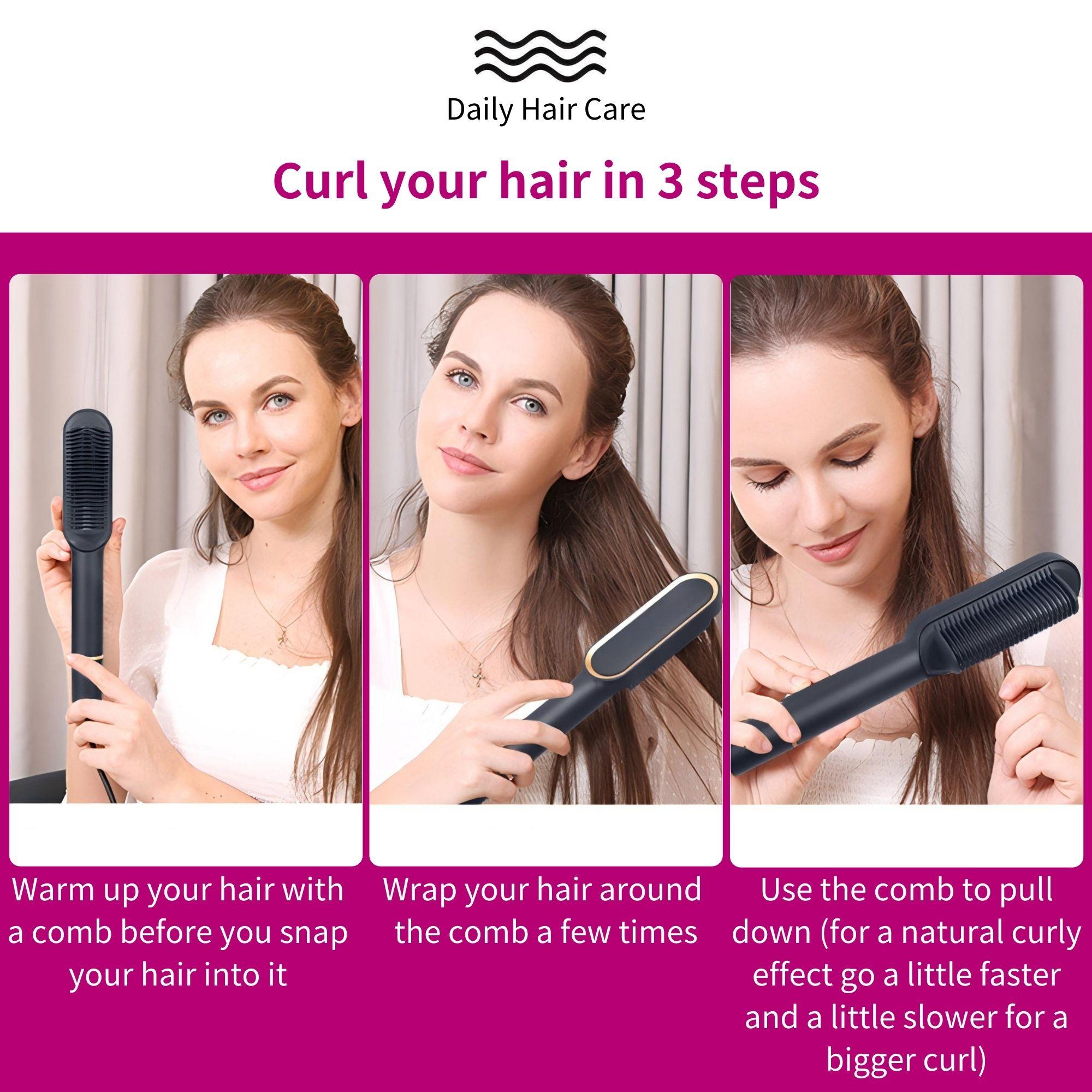 Professional Straightening Comb, Ceramic Flat Iron Brush, Fast Heating, Adjustable Temperature, Dry & Wet Use, Best Gift for Women