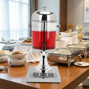 2.1/4.2 Gallon Commercial Hot Cold Juice Dispenser with Ice Container and Stainless Steel Drip Trays Hot and Cold Beverage Dispenser for Parties Beer Bar Coffee