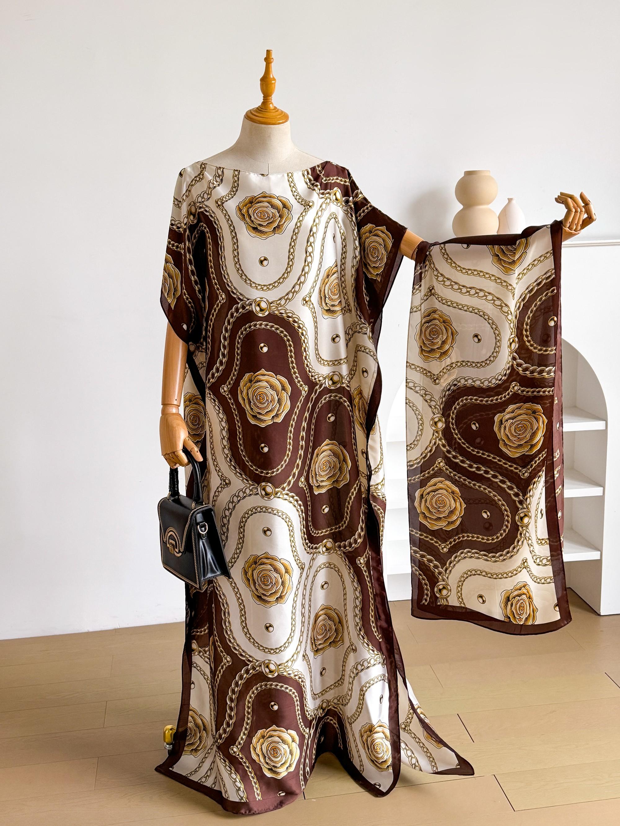 Women's Colorblock Print Long Scarf & Poncho Set, Casual Soft Comfortable Shawl for Beach Vacation, Fashion Accessories for Women & Girls