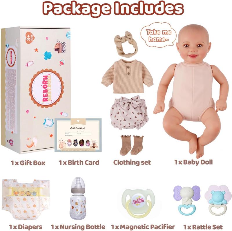 Babeside 20 Inch Reborn Doll Set with Cloth Body and Vinyl Limbs, Unisex Gift Box Included, Perfect for Christmas New Year Birthday Gifts, Soft Dolls