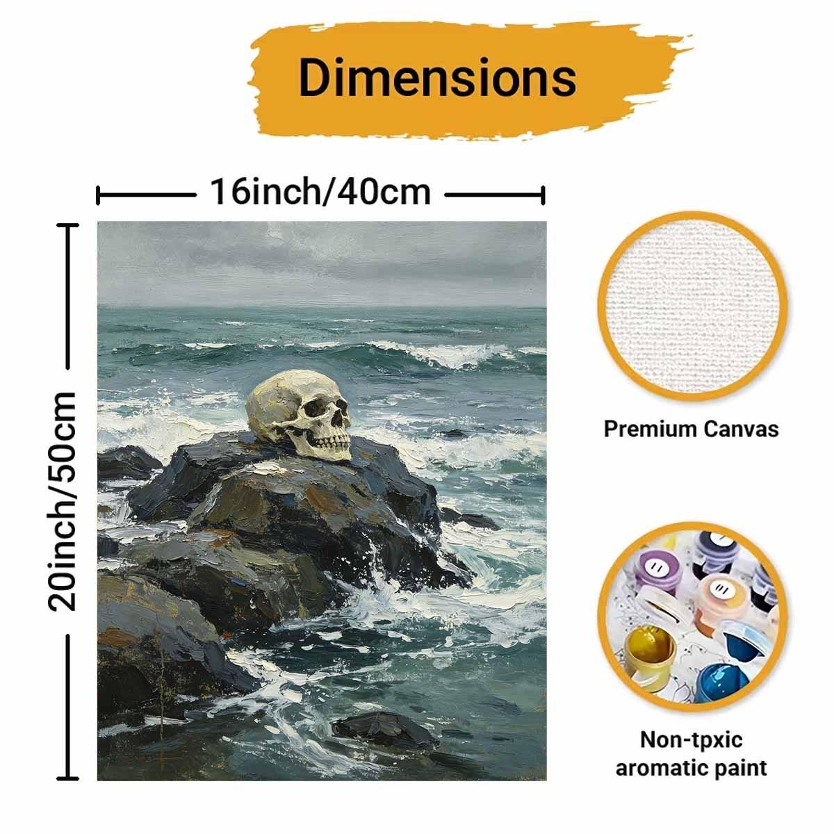 Adult Paint by Numbers Kit, Beginner Friendly, Unframed, Beach, Reef, Skull Design, Halloween Decor, Wall Art, DIY Supplies