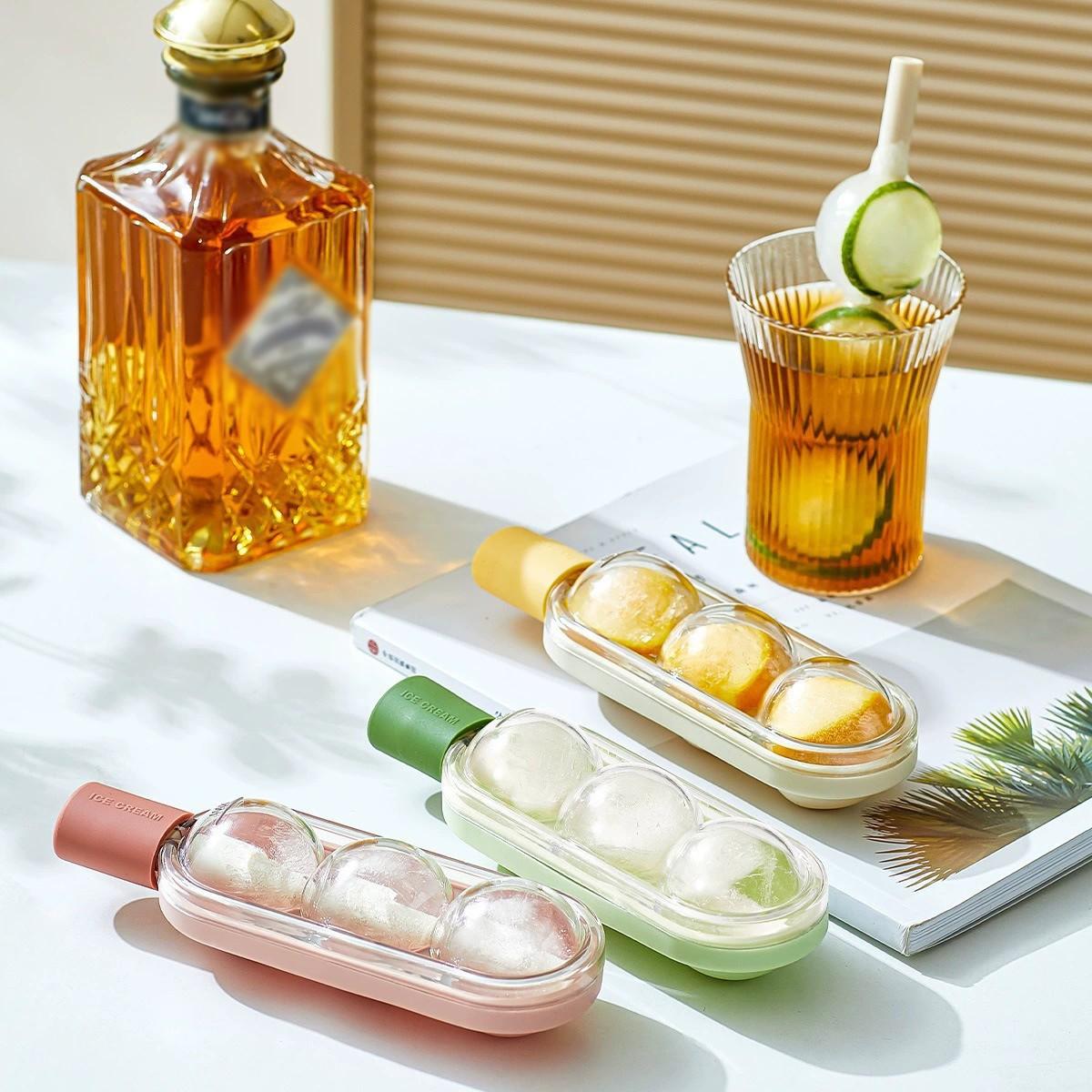 3pcs Ice Pop Molds, Candy Floss Ice Ball Mold, Freezer Tray for Baby Food, Home Use Ice Cube Maker, Two-In-One Design for Popsicles and Ice Cream Straws