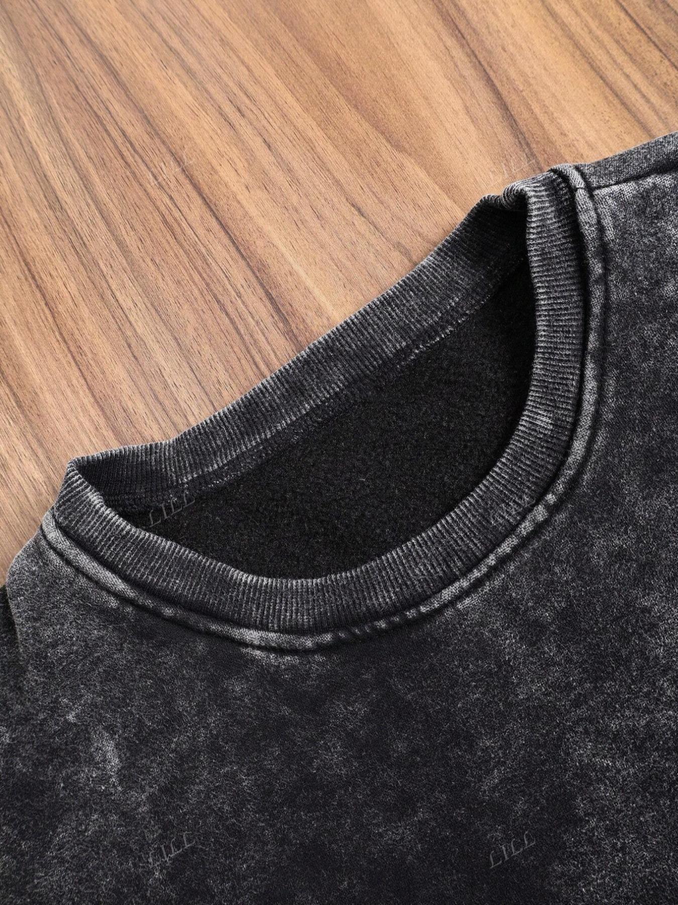 Cotton, women's vintage distressed "GOD IS GOOD" letter print, plush round neck sweatshirt and plush trousers two-piece set, loose casual long-sleeved pullover and elastic trousers, autumn and winter daily wear, plush suit