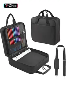 Zipper Binder 3 Ring with Shoulder Strap, 2 Inch O-rings, 500-sheet Capacity, Binder Bag with Expanding File Folder & Multi-pockets, Trapper Keeper Fits for 13 Inch Laptop, Office Accessories, Storage Binder