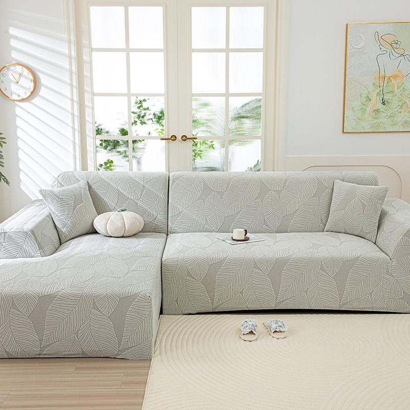 Leaf Pattern Elastic Sofa Cover, Multi-Color Options, Fits L-Shaped/standard Sofas, Wrinkle Resistant, Easy Installation, Washable, Pet Friendly