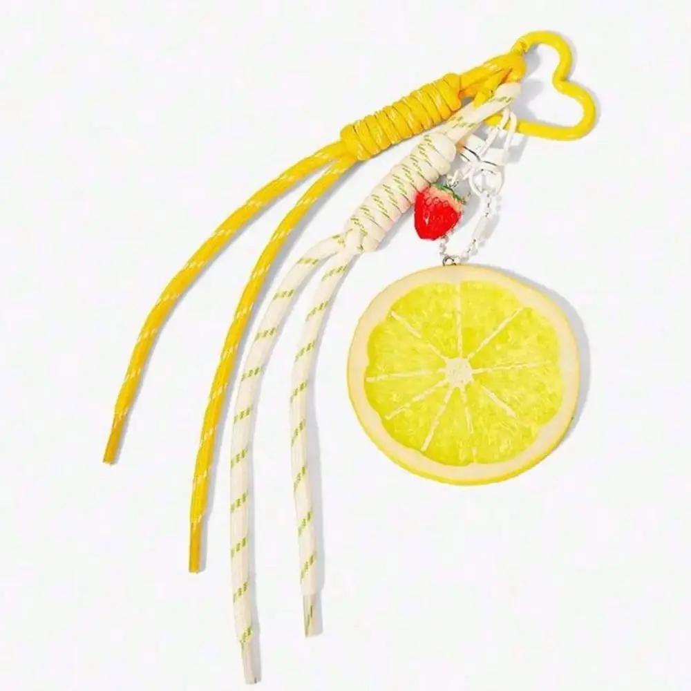 Cottagecore Fruit Bag Charm, Resin Lemon & Strawberry Keychain Attachment for Adults' Everyday Carry Accessory, Fresh, Fruity Touch, Clip-On Keyring, Cottagecore Vibes, Cute, Mini Keychain Charms & Twillies, Bag Charm Styling