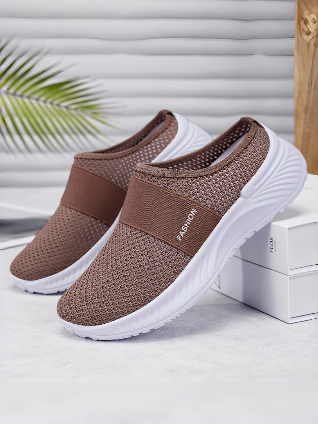 Women's Slip-On Mules for All Seasons, Breathable Mesh Upper, Anti-Slip Thick Sole, Fashion Casual Sandals, Comfortable Walking Shoes