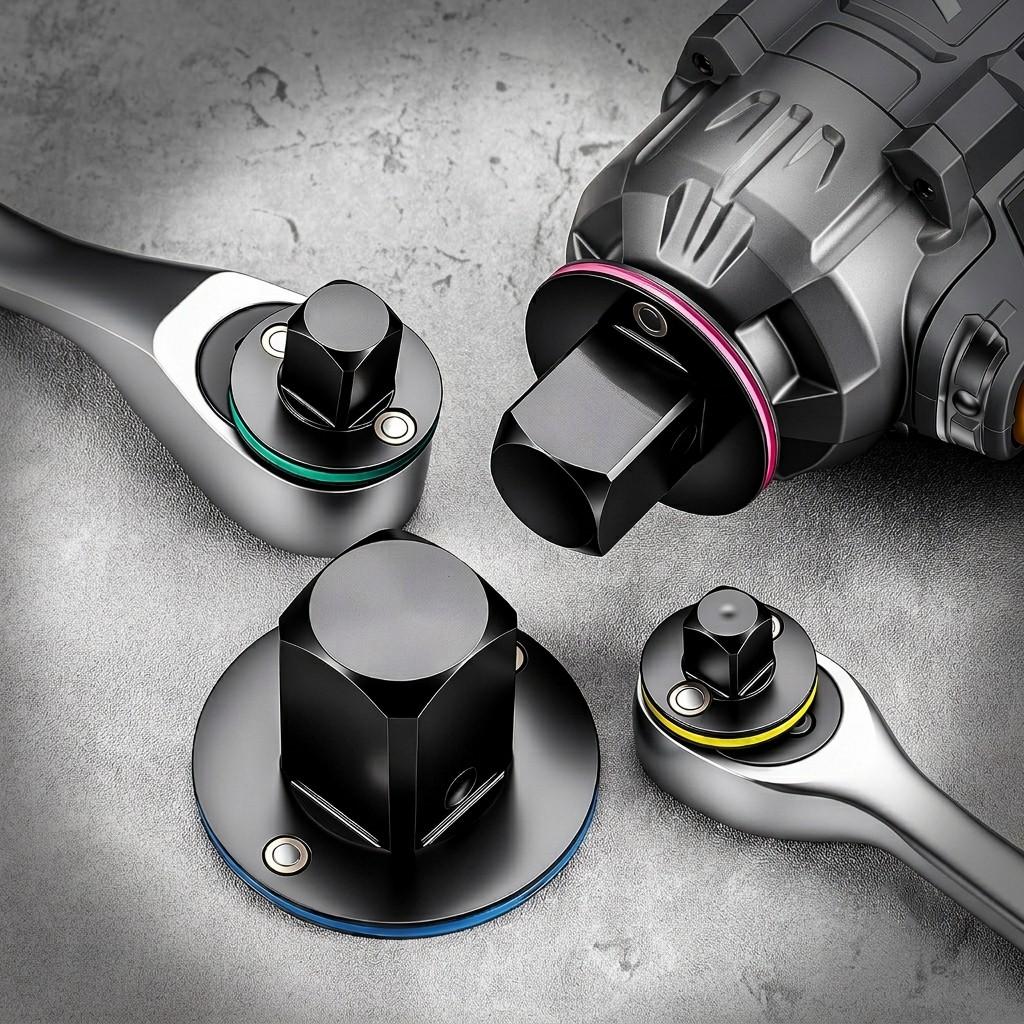 4-Piece Stubby Compact Impact Reducer and Adapter Set, Nestable Design Color-Coded Premium Cr-Mo Torque Socket Converter for Automotive Repair, Mechanic Tools and Tight Clearance Mechanics