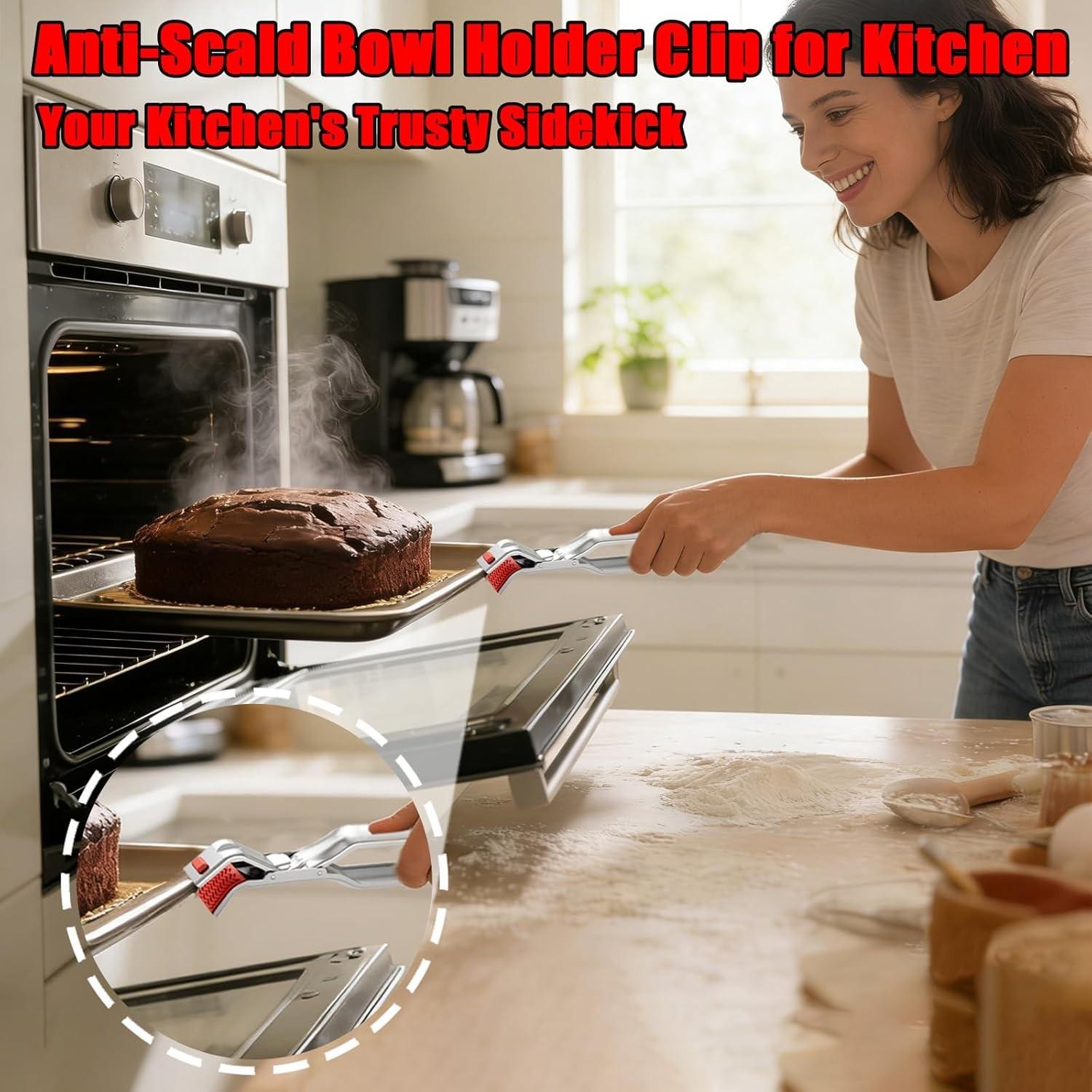 2pcs Anti Scald Stainless Steel Clamp for Pizza Pan Oven Air Fryer Heat Resistant Non Slip Grip for Housewives Renters Young Adults