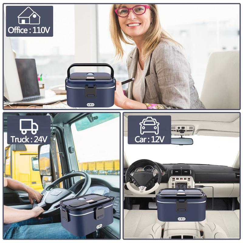 Black Friday Electric Lunch Box,Portable Food Warmer for Cars,Trucks,Home Work Adult Food Warmer,Leak Proof,80W Fast Heating,110V/12V/24V