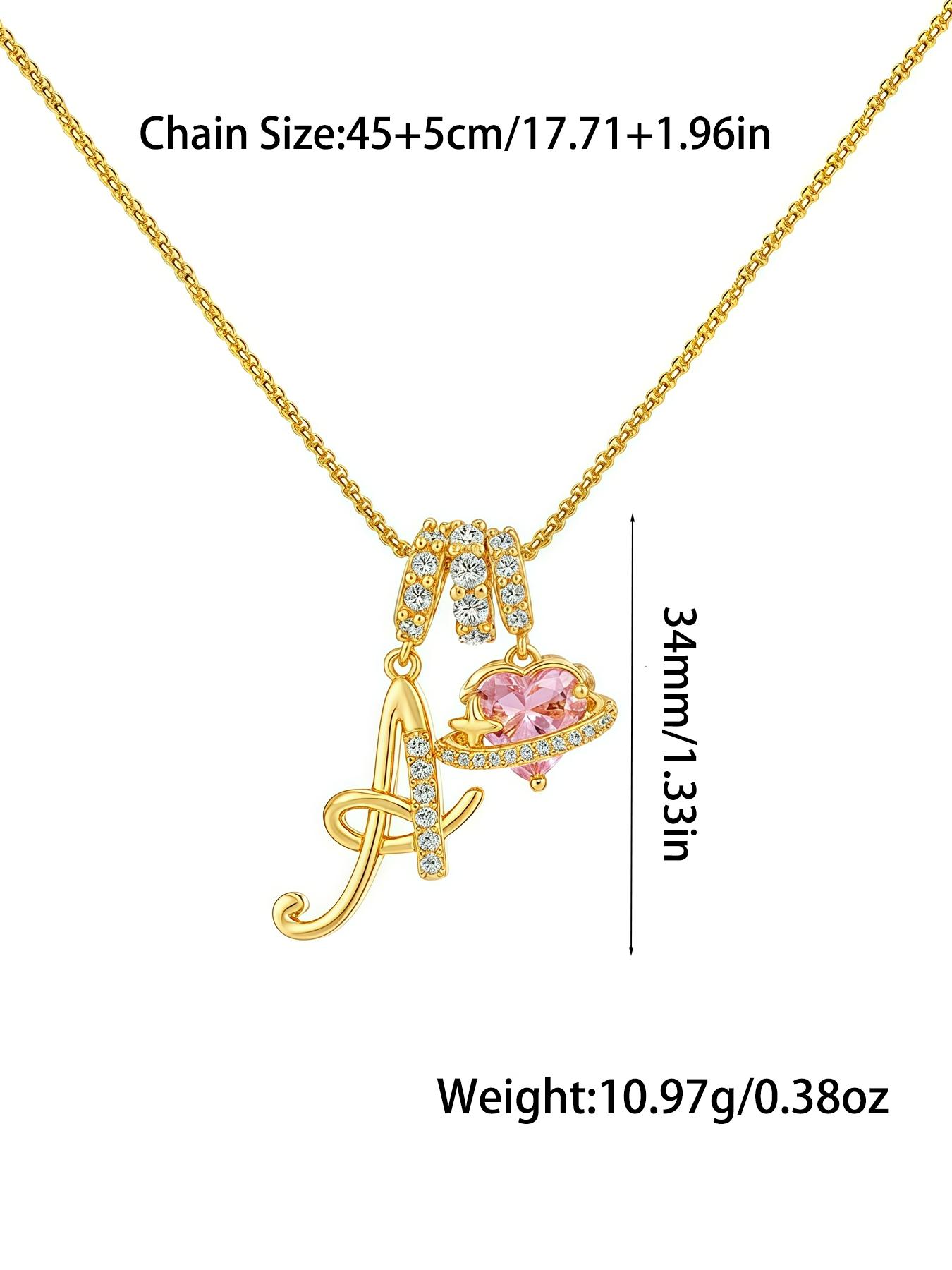 Apple Shape Rose Jewelry Gift Box With Initial Letter Love Heart Necklace for Women, Valentine's Day Wedding Anniversary Jewelry Gift for Girlfriend Wife, Birthday Christmas Gift for Daughter Mom