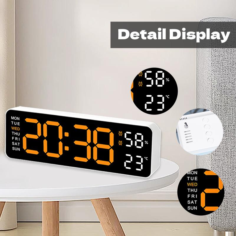 LED Digital Wall Clock Decorative, 10" Digital Alarm Clocks for Bedrooms, Digital Clock Large Display with Temperature/Countdown/Auto Dimmer/Snooze - 12/24H, Modern Wall Clock DigitalLight Set Light Set Blue/Orange(White, Bule ), christmas decor