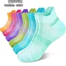 Athletic Ankle Socks Workout Socks Breathable Mesh Candy Color Cushioned Heel Tab Anti Blister 1/3/6 Pairs Random Style for Women Running Gym Daily Wear