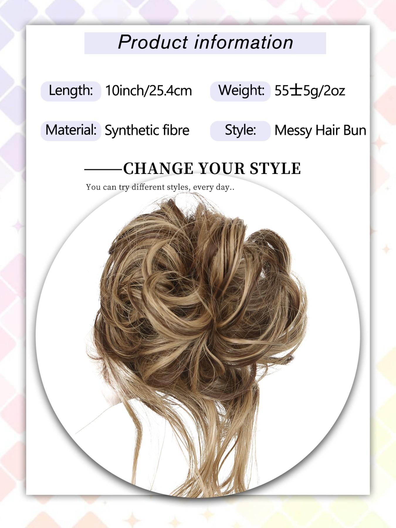 10 INCH Messy Bun Synthetic Extension Hair Piece Tousled Updo Hair Buns Extension Elastic Hair Band Hair Pieces Synthetic Curly Hair Bun Scrunchie Wavy Synthetic Hair For Women Girls