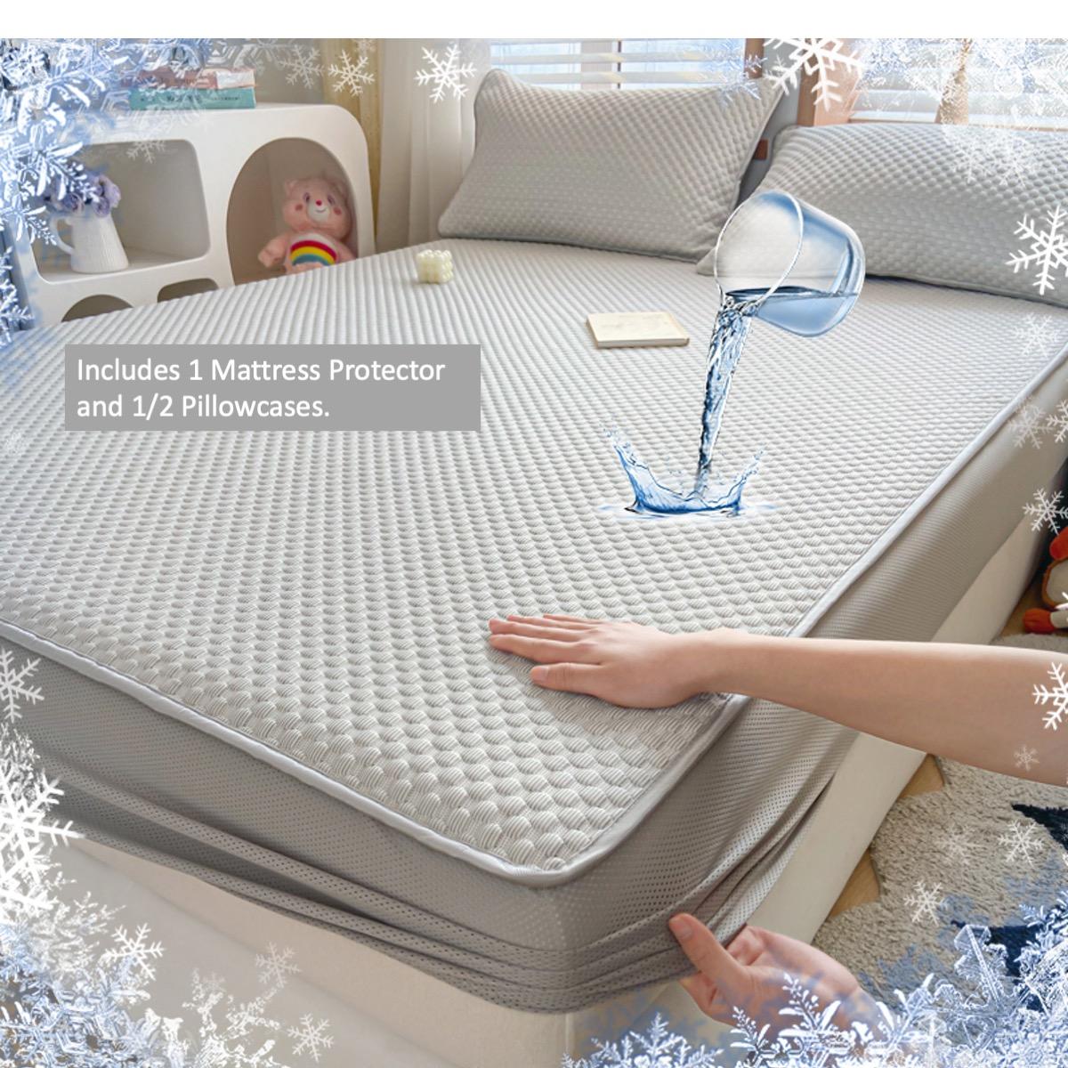 2/3 pcs waterproof and cool mattress cover, Cooling mattress protector, Bed protector, cool and breathable mattress cover, anti sweat, anti stain, anti pet scratch, suitable for hot sleepers and night sweats, multiple sizes and colors