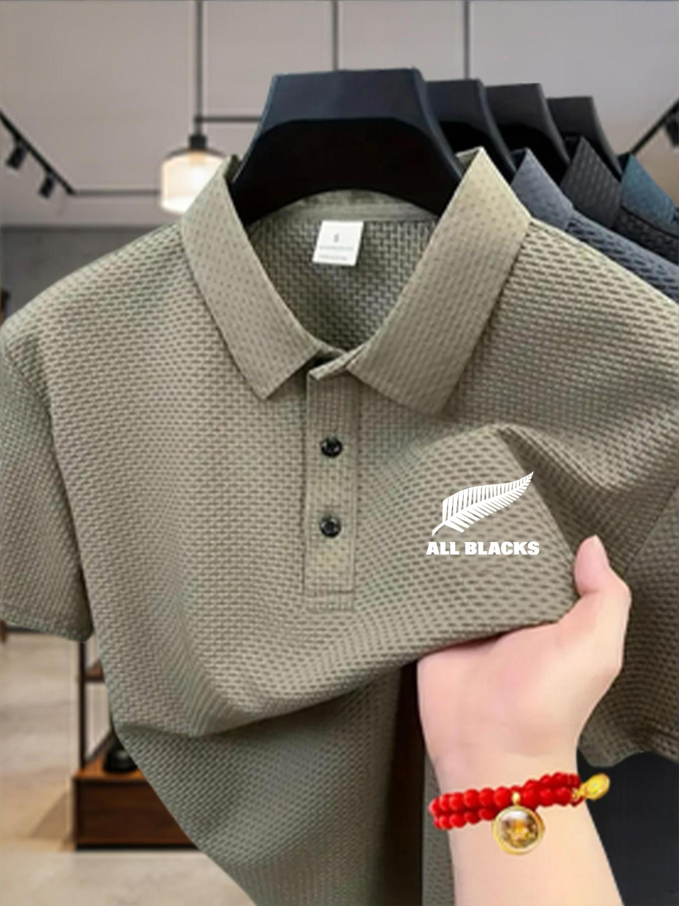 Men's Outdoor Sport Quick-Dry Short Sleeve Polo Shirt, Golf Business Casual Collar, Stretch Breathable Comfort, Rugby Print, Ideal Gift