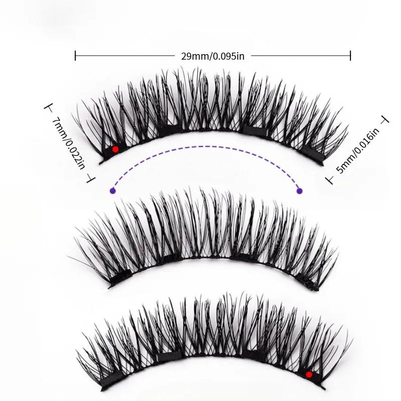 Magnetic False Eyelashes Set, Reusable Waterproof Natural Look, Invisible Adhesive, Easy Applicator Included, 2 Pairs, Black, Soft Magnetic Eyelashes