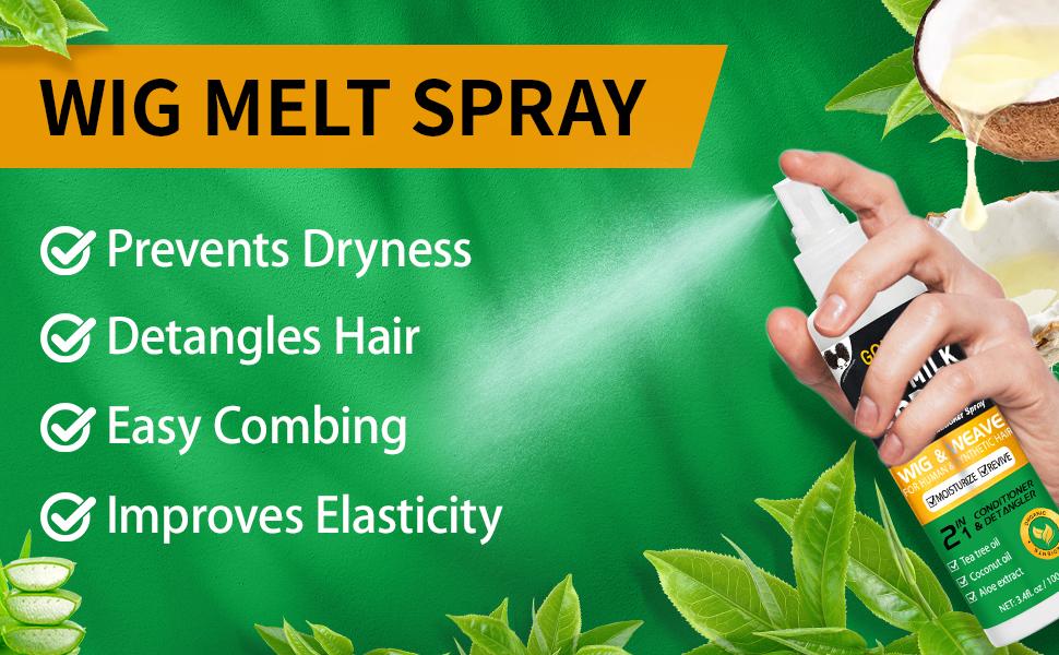 Goiple Wig Milk Spray 3.4 fl oz Leave-In Conditioner Spray for Synthetic Hair, Hydrates & Replenishes Haircare Moisturizing Tea Tree  Coconut Aloe