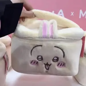 Kawaii Chiikawa Plush Cosmetic Bag Large Capacity Travel Toiletries Organizer Cartoon Skin Care Storage Girl Gift