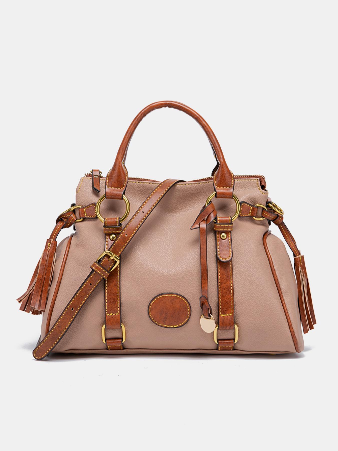 1 Piece Women's Fashionable Simple Color Tote Bag, Crossbody Tote Bag, Fashionable Large Capacity Tote Bag for Women & Men, Retro Bag for Commuters and Students