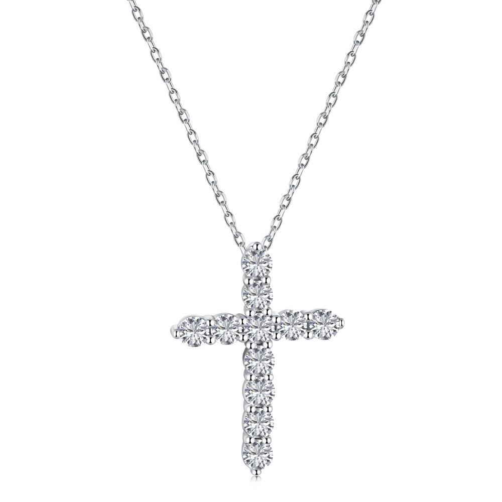 （TY018）S925 Sterling Silver Cross Pendant Necklace Simple Design, Sparkling and Charming, Perfect Gift for Women’s Daily Wear