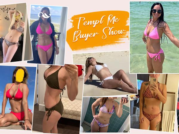 Tempt Me Women Triangle Bikini Sets Halter Two Piece Sexy Swimsuit String Tie Side Bathing Suit