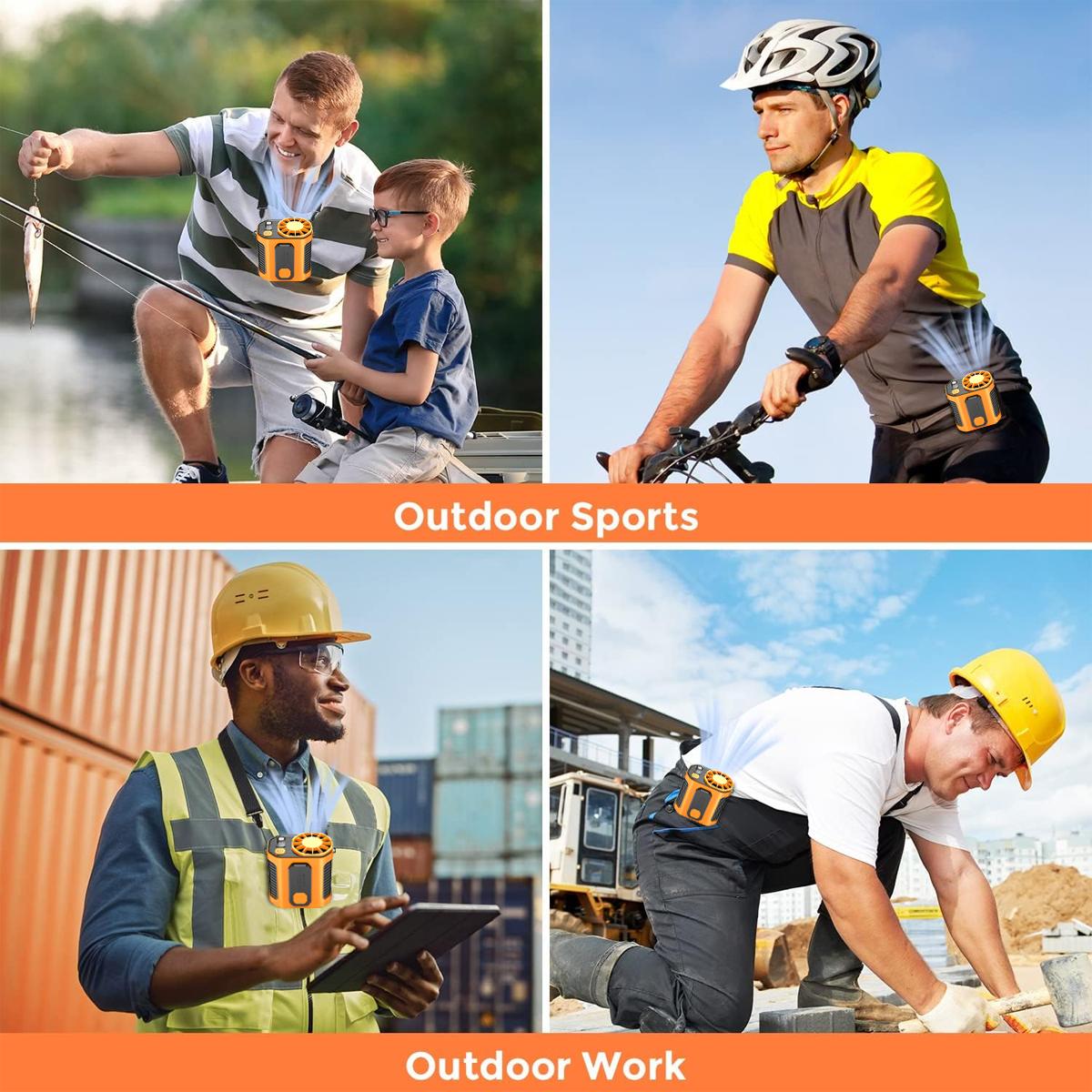 Summer Fan, Portable Waist Clip Fan, 5000 mAh Cool Clip Fan Under Shirt, Belt Fan Clip On Waist Portable Cooling Fan, with LED Light, USB Rechargeable Portable Waist Fan for Outdoor Play and Work