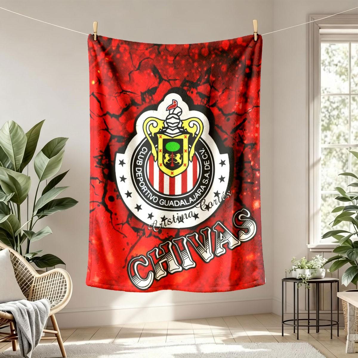 Guadalajara Chivas Team Logo Knitting Flannel Throw Blanket - Lightweight, Cozy, Soft, Warm Home Decor - Modern Tropical Room/House Decor for Bed, Sofa - Spring Gift, Room Decor, Neutral